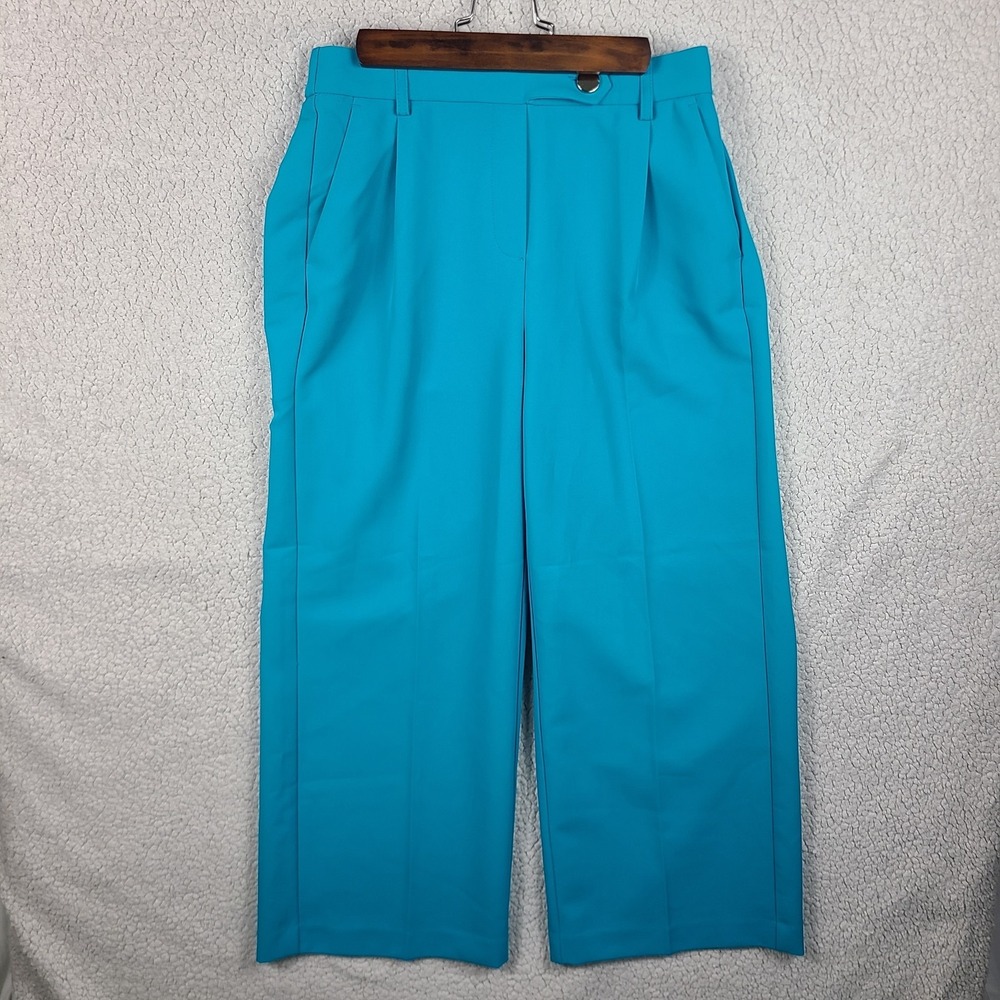 C by One Teal Blue pull on Elastic wide leg ankle length pants front tie XS NWT - Picture 1 of 12